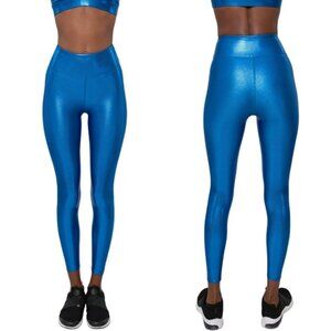 Heroine Sport Marvel Cobalt Blue Metallic Shine Leggings